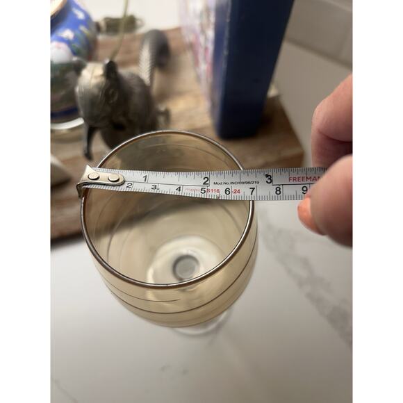 Mikasa Set Of 4 Cheers Orange Stemmed Crystal Wine Glasses Etched Patterns - Picture 14 of 15